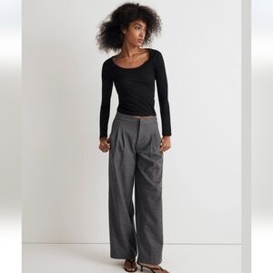 Madewell Gray Wool Blend Low-Slung Harlow Wide-Leg Pant Size 10 NWT